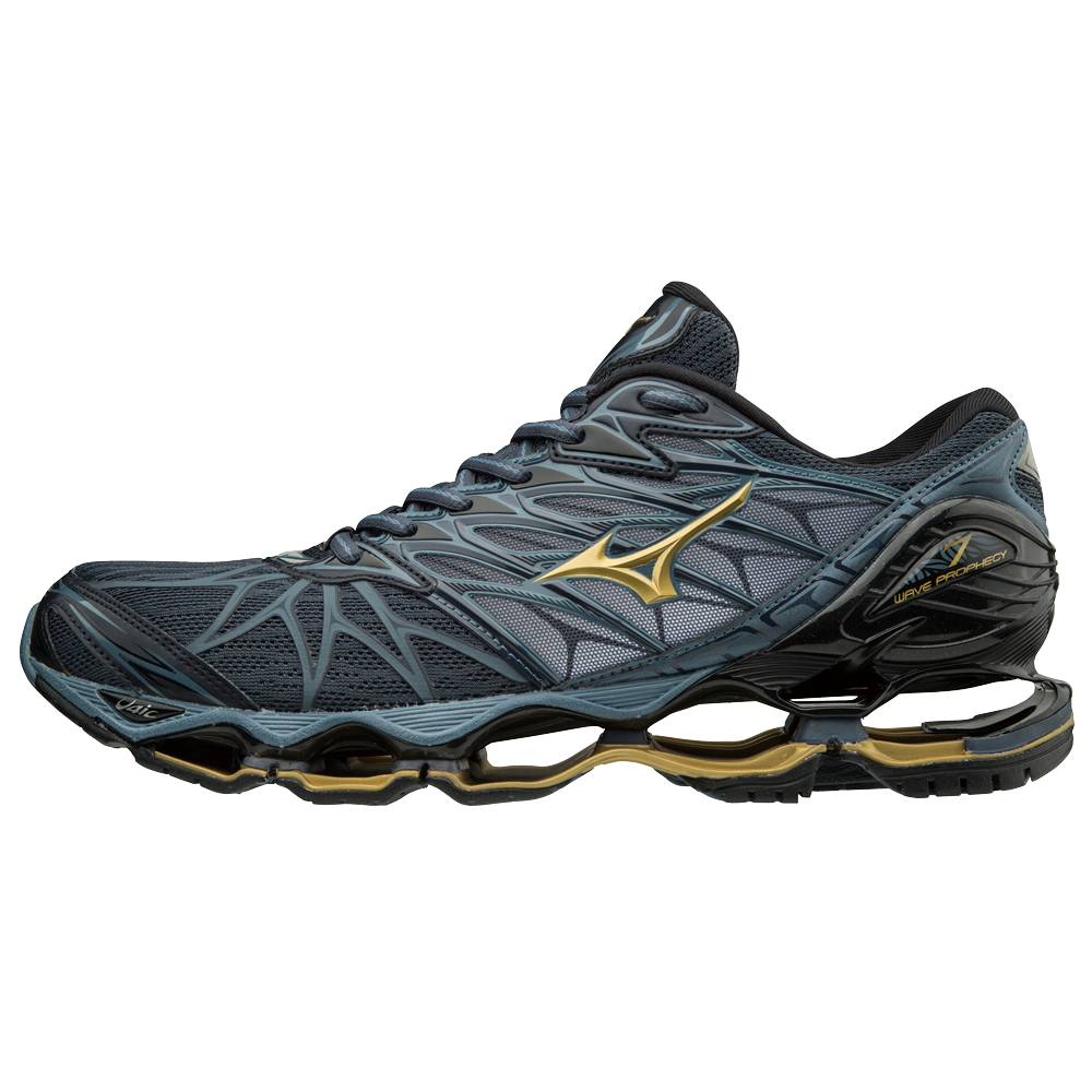 Sapatilhas Running Mizuno Wave Prophecy 7 - Homem - Pretas/Azuis - RGWEM9250